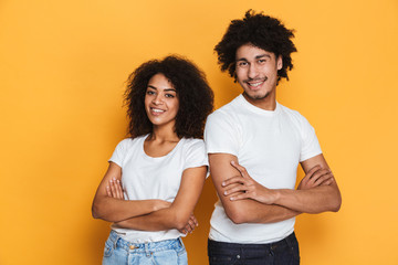 Sticker - Portrait of a happy young afro american couple standing