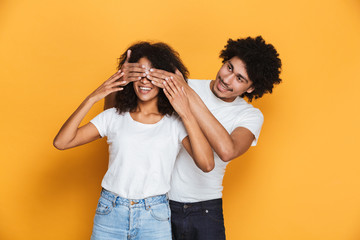 Wall Mural - Portrait of a happy young afro american man