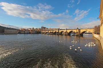 Poster - Side view of Charles Bridge, Prague, Czech Republic