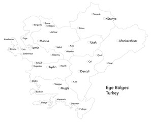  Large map of the turkish area of Ege Bölgesi.
