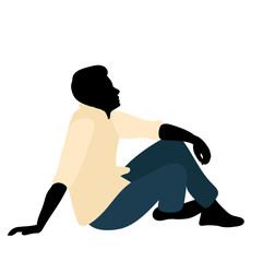 Sticker - isolated silhouette in color clothes man sits