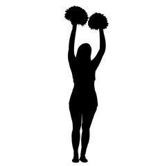 Canvas Print - isolated, icon, silhouette girls cheerleaders