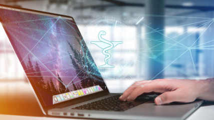 Wall Mural - pharmacy medical icon on a futuristic interface