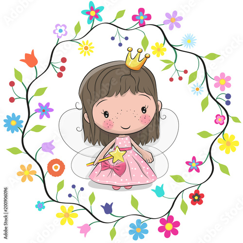 Cute Princess in a flowers frame