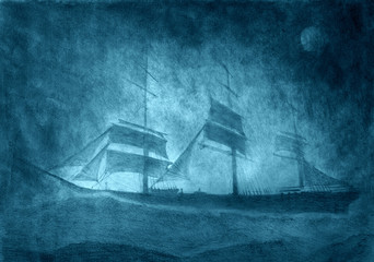  sailing ship in a storm