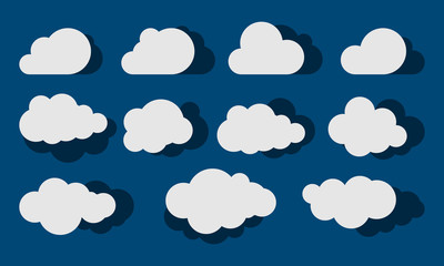 Wall Mural - clouds silhouettes. vector set of clouds shapes. collection of various forms and contours. design el