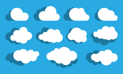 Wall Mural - clouds silhouettes. vector set of clouds shapes. collection of various forms and contours. design el