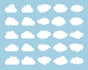 Wall Mural - clouds silhouettes. vector set of clouds shapes. collection of various forms and contours. design el