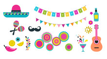 Mexican Fiesta, Cinco De Mayo, Birthday Elements And Icons