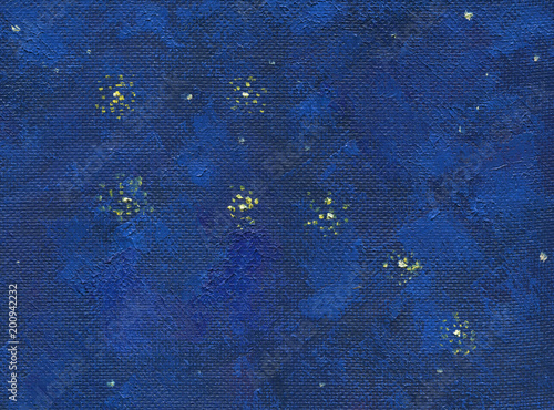 Oil Painting On Canvas A Deep Night Sky With Stars Constellation
