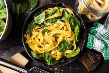 Spinach tagliatelle pasta