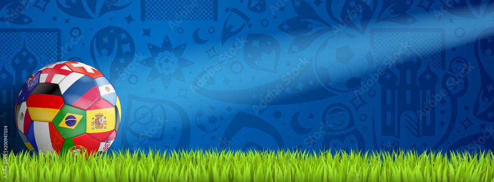 soccer background with colorful ball - obrazy, fototapety, plakaty 