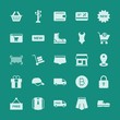 © djvectors - Modern Simple Set of clothes, shopping Vector fill Icons. ..Contains such Icons as service, skirt,  leather, banner,  market,  woman,  foot and more on green background. Fully Editable. Pixel Perfect.