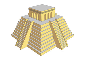 Aztec or mayan steps pyramid with temple on top