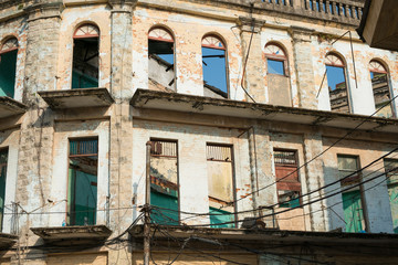 Sticker - historic building facade  abandoned house (Casco Viejo) in Panama City