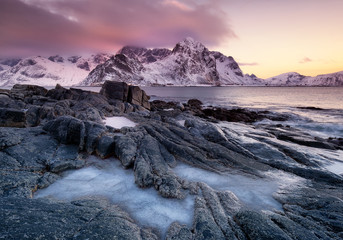 Wall Mural - seascape during sunrise. beautiful natural landscape on the seashore