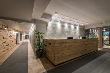 Wall Mural - reception and corridor in luxury designed hotel
