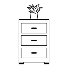 Sticker - File cabinet with plant vector illustration graphic design