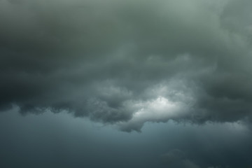 Dark clouds and thunderstorm with rainy, Dramatic  black clouds in summer