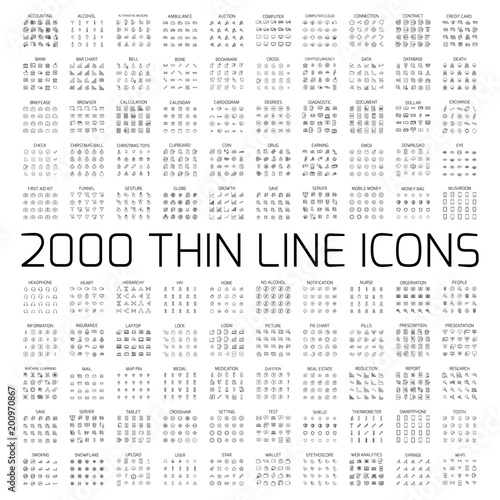 Cuadros en Lienzo Exclusive 2000 thin line icons set