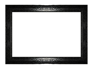 Canvas Print - Antique gold frame isolated on black background, clipping path