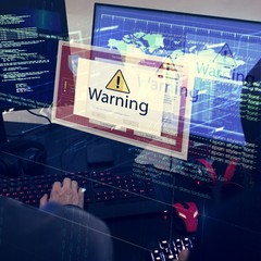 Wall Mural - Computer with warning pop up sign window