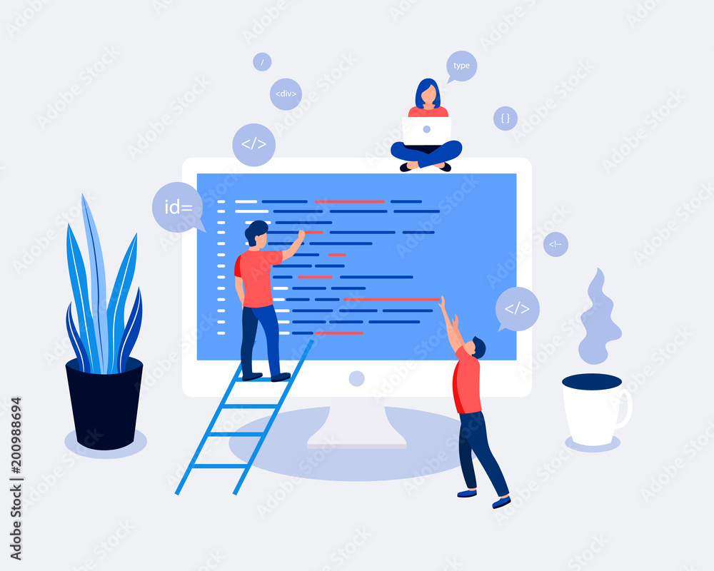 4066726 Programmers coding and correct errors in project. Stock Vector ...