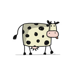 Fototapete - Funny cow, sketch for your design