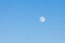 Full Moon In Blue Sky. Nature Background