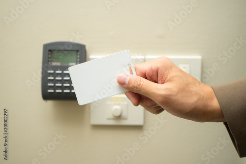 Asian Business Woman Hand Holding Access Card Key Card Eletronic