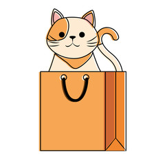 Canvas Print - cute cat mascot in shopping bag character vector illustration design