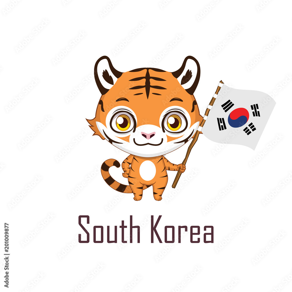 National animal tiger holding the flag of South Korea Stock Vector | Adobe  Stock, image size:1000x1000