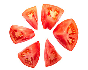 Multi-lobed tomato chunks, top view