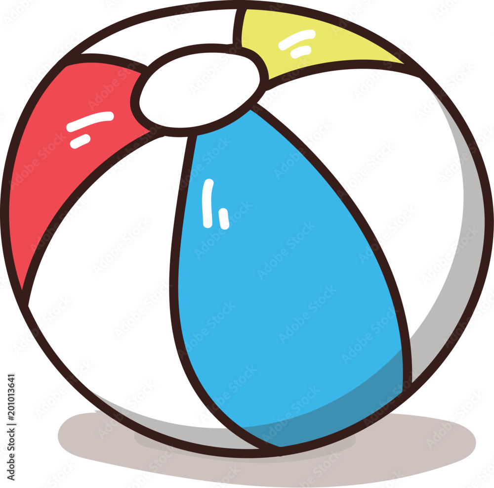 Hand drawn colourful beach ball doodle. Vector illustration graphic element - obrazy, fototapety, plakaty 