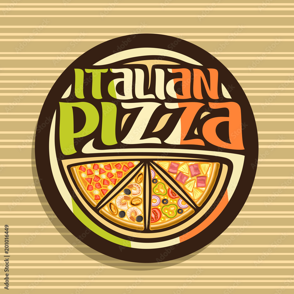 Image vectorielle Stock Vector logo for Italian Pizza, dark round sign ...