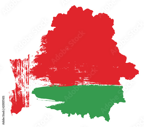 Fotomural Belarus Flag & Map Vector Hand Painted with Rounded Brush