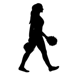 Canvas Print -  icon, silhouette girls cheerleaders,  cheerleading