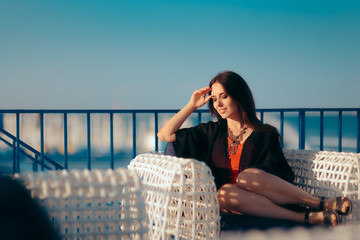 Happy Woman Relaxing on Summer Vacation