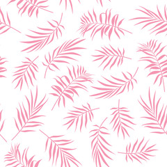 Wall Mural - Tropical Seamless floral pattern background with palm leaves. 