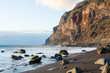 Black sand beach at the atlantic ocean in La Gomera, one of the canary islands.