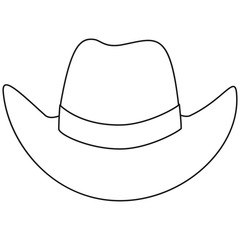 Wall Mural - Line art black and white cowboy hat