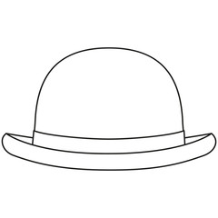 Wall Mural - Line art black and white bowler hat