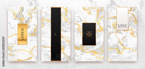 Gold, black, white marble template, artistic covers design, colorful texture,...