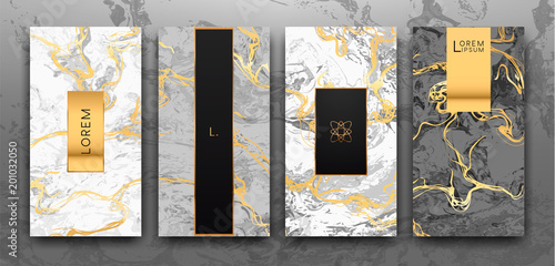 Gold, black, white marble template, artistic covers design, colorful texture,...