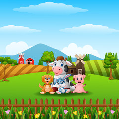 Sticker - Little farm animals at hills