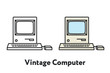 Vintage Antique Personal Computer Minimal Color Flat Line Outline Stroke Icon