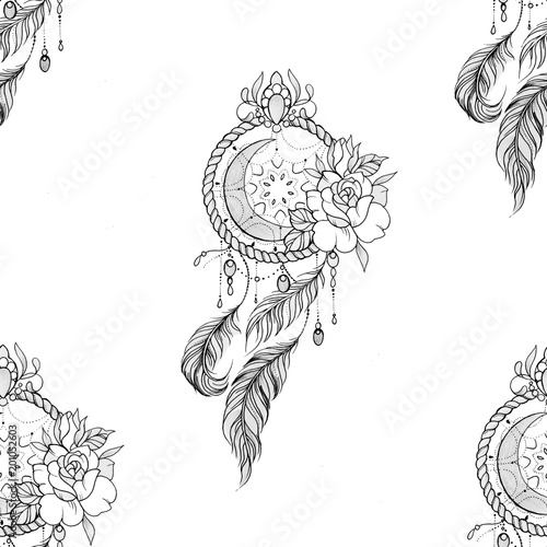 bezszwowy-deseniowy-dreamcatcher-z-kwiatami-na-bialym-tle
