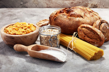 Wall Mural - whole grain products with complex carbohydrates