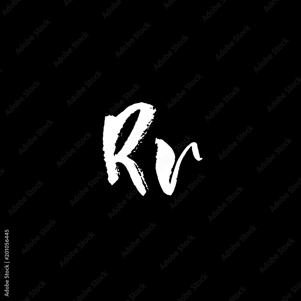 Letter R Brushed Letter R. Handwritten by dry brush. Rough strokes textured font. Vector ...