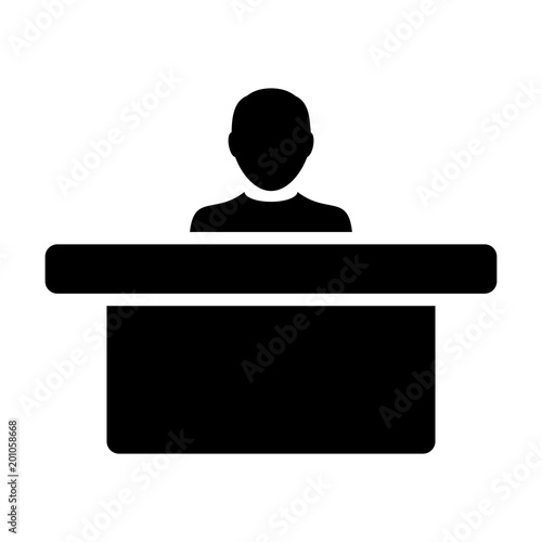 Office Worker Icon Vector Male Person On Help Desk For Business